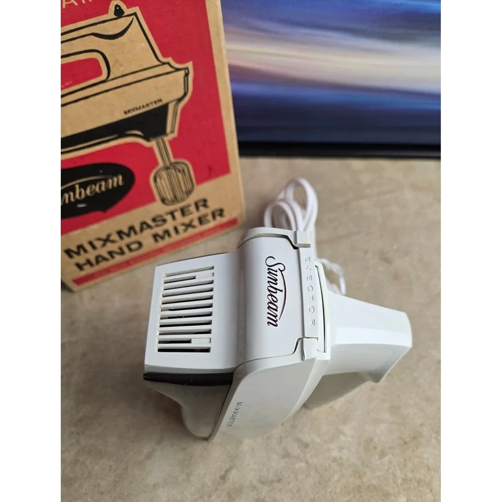 Vintage Sunbeam Mixmaster Hand Mixer, In Original Box, 1960's, Tested & Works